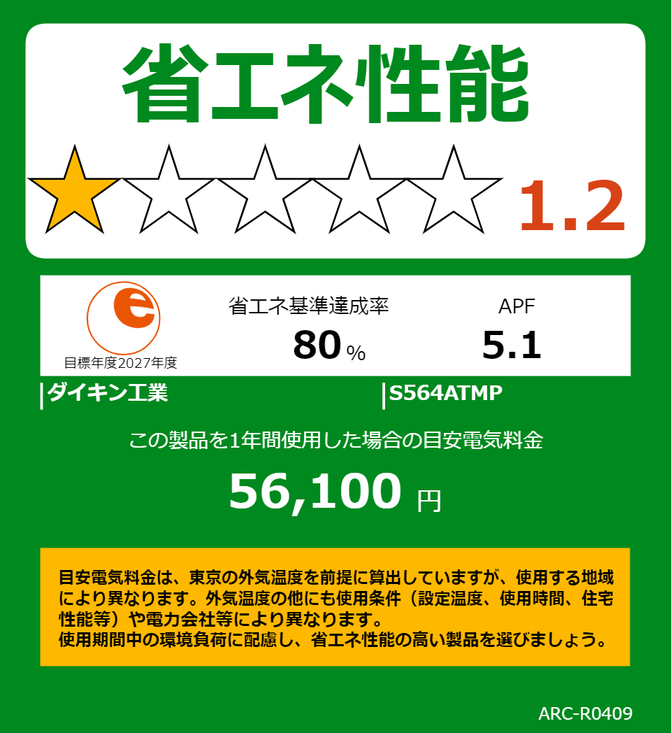 S564ATMPの省エネラベル