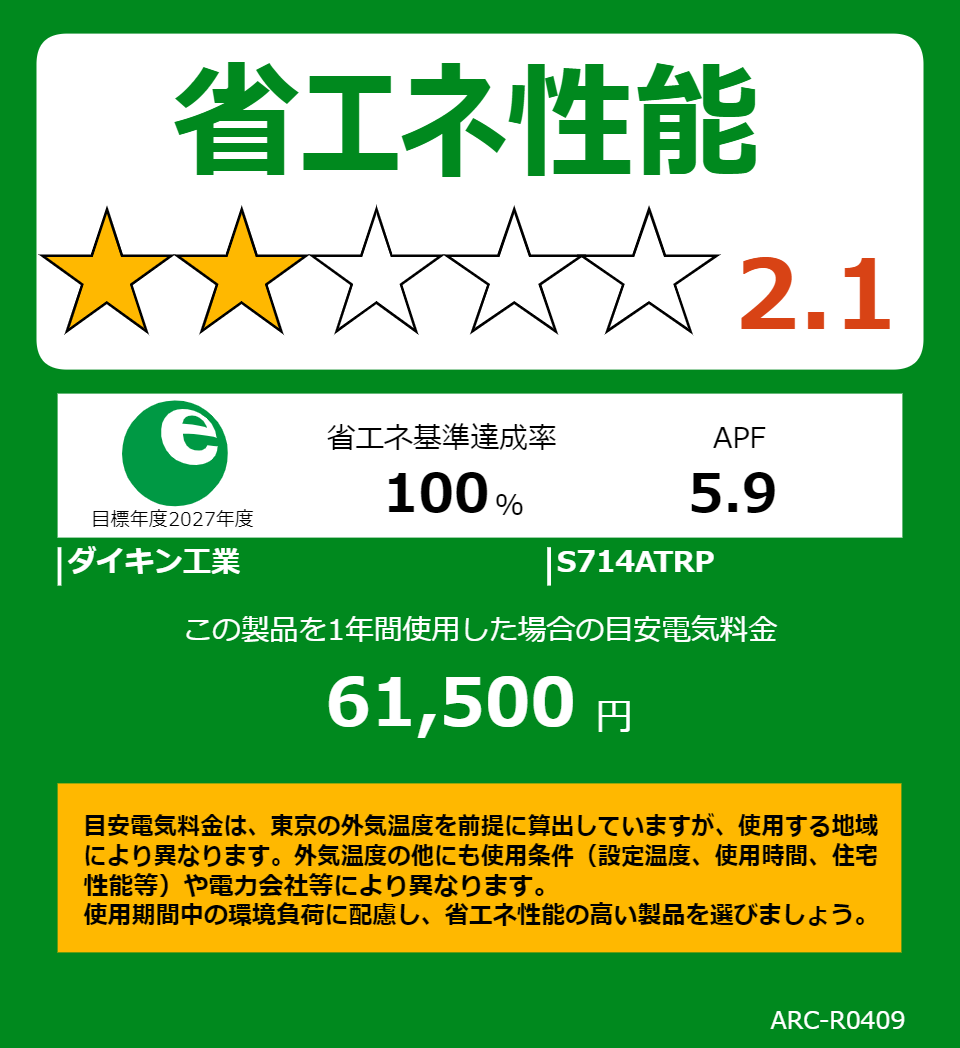 S714ATRPの省エネラベル